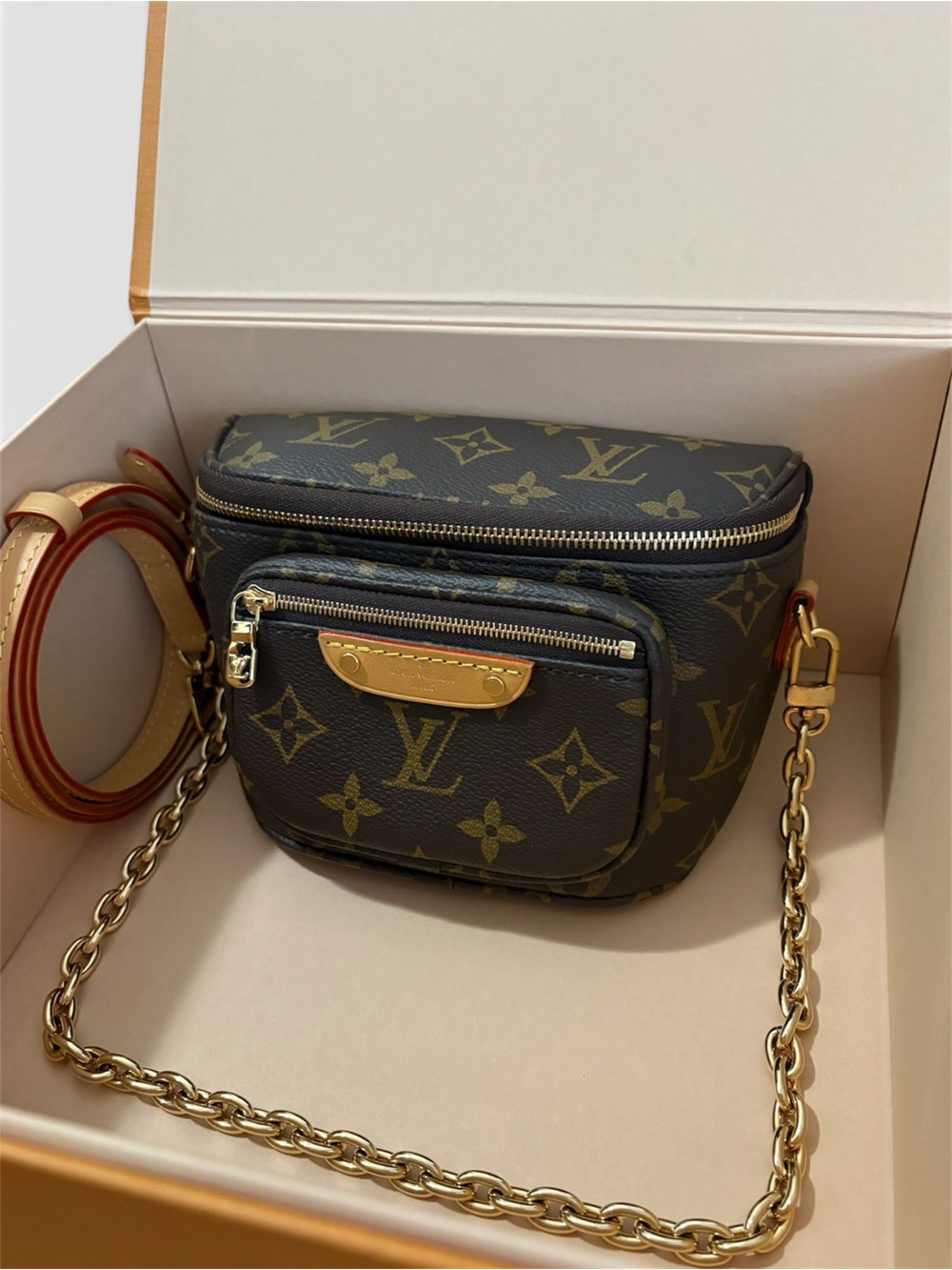 Louis Vuitton Monogram Canvas Mini Crossbody in Brown with Gold Hardware
